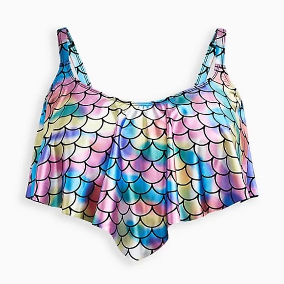 Torrid WIRELESS V FLOUNCE BIKINI TOP size Large - Picture 1 of 4